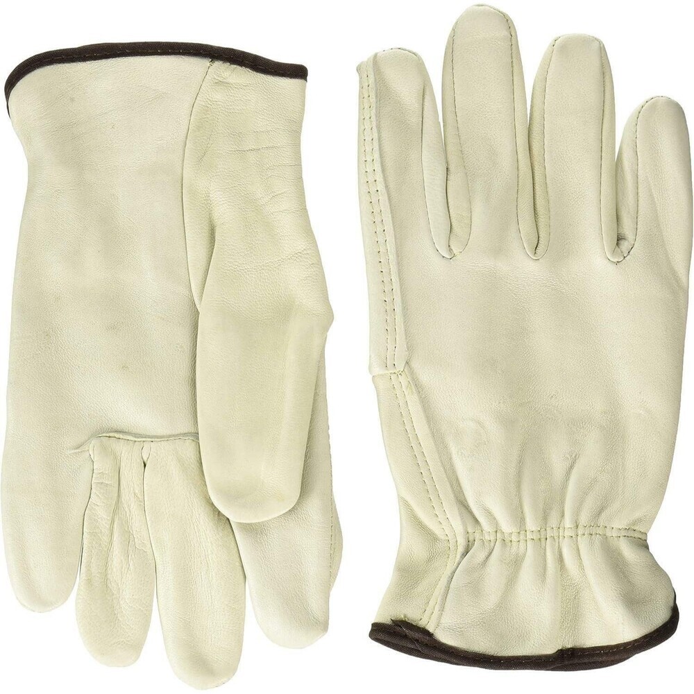 1 Pair, Cow Hide Grain Leather Drivers, Work Safety Gloves, Size (Large)